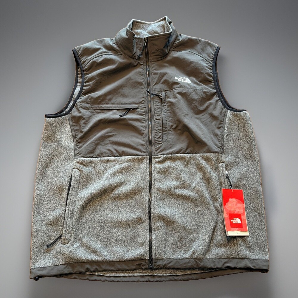 The North Face Denali Fleece Vest Mens XXL Grey Black Full Zip Outdoor